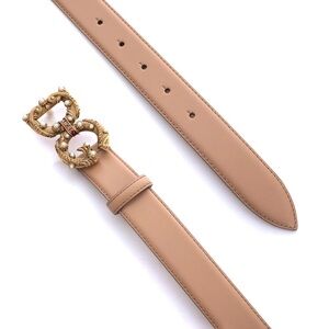 Dolce & Gabbana Beige Belt with Gold Buckle